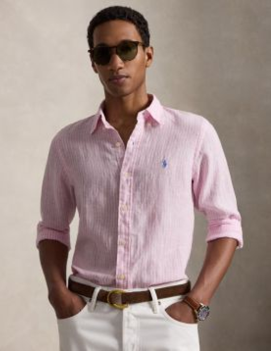 Camisa de Linho às Riscas Polo Ralph Lauren Ref. 982143-500