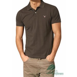 Pólo de Manga Curta Gant Solid Pique Polo Castanho